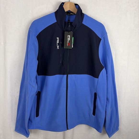 RLX Ralph Lauren Golf Color-Blocked Fleece Hybrid Jacket Blue Size Large NWT